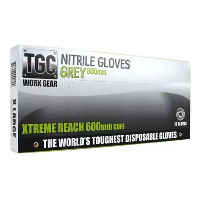 TGC WorkGear Grey Nitrile Gloves 600mm Box Of 12 • $162.87