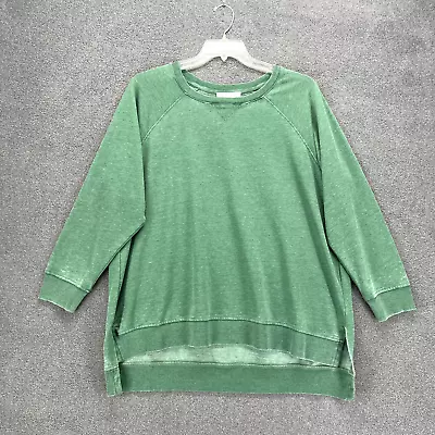 Jane & Delancey Top Womens Plus 1X Green Vintage Look Long Sleeve Round Neck • £32.80