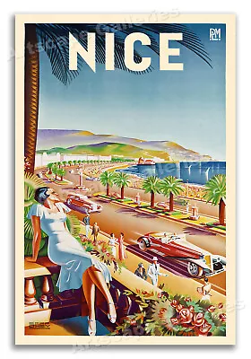 Nice France 1930s Vintage Style French Riviera Beach Travel Poster - 16x24 • $13.95