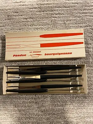 Le Creuset Fondue Bourguignonne Forks 2 Prong Orig Box Vintage 6 Pc.  • $33.99