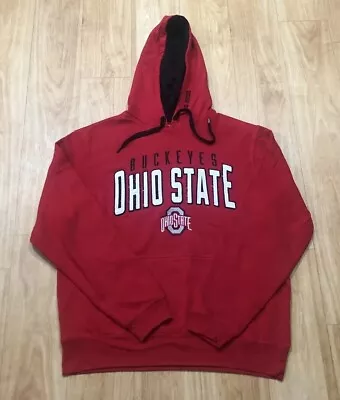 Ohio State Buckeyes Large Hoodie Red Cotton Logo Drawstring College Sports • £23.53