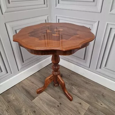 Antique Vintage Rounded Wooden Italian Inlaid Hall Side Occasional Wine Table • £69.99