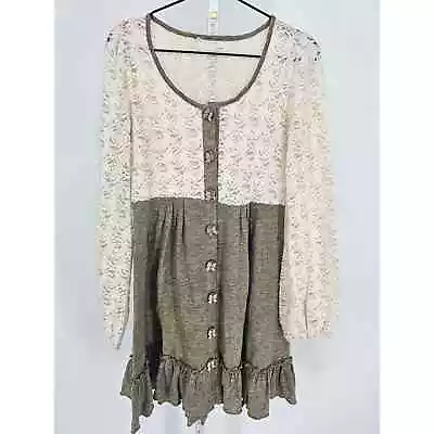 Anthropologie A'REVE Boho Ruffle Tiered Sweater Ivory Layered Dress Woens Sz S • $25