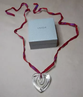 Vintage French Crystal Heart Pendant By Lalique In Original Box • £124.01