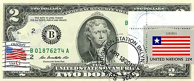 $2 Dollars 2013 Stamp Cancel Postal Flag From Liberia Value $175 • $175