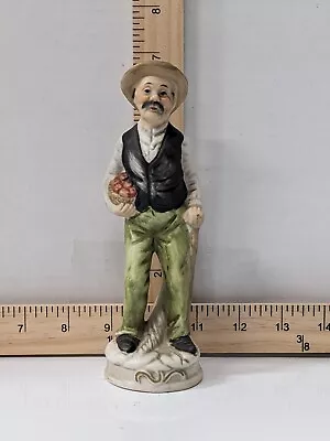 Vintage 1980 Homeco Figurine Ceramic Picking Fruit Farmer Man Grandpa  • $9.76