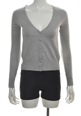 Divided By H&M Womens Top Size 4 Gray Solid Cardigan Long Sleeve Cotton Casual • $16.99