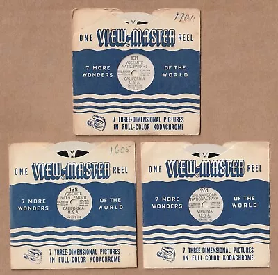 Lot Of Three Vintage View-Master Reels National Parks 1948-1954 • $5.75