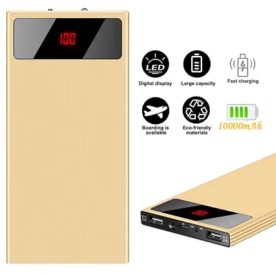10000 MAh Power Bank Portable 2 USB Battery Charger IPhone Samsung Tablet Phone • £8.99