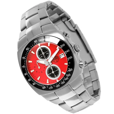 S.u.g. Avenger Mens Stainless Steel Quartz Os10 Chronograph Watch New Red Face • $75.99