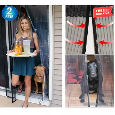 2 Pack Magnetic Mesh Screen Door Magic Bug Mosquito Protector Portable Black New • $28.99