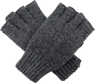 Bruceriver Fingerless Gloves Wool Knitted With Thinsulate Lining Leather Patch O • $46.79