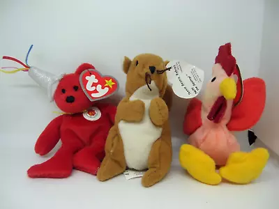 Ty Beanie Baby Minis Lot Of 3 Strut Nuts & Bear • $4.65