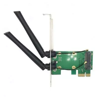 Wireless Wifi Network Card Mini PCI-E To PCI-E 1x Desktop Antennas + • $8.30