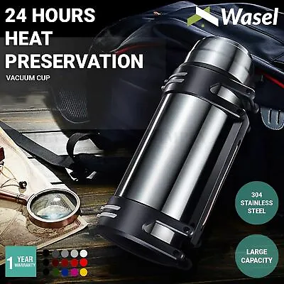 $39.90 • Buy Wasel Stainless Steel Vacuum Cup Thermos Water Flask Large Capacity Travel 2.5L