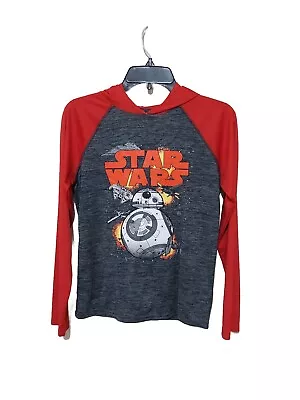Star Wars Long Sleeve T~Shirt With Hood Red & Gray Size L (14-16) • $11.99