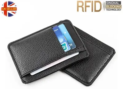 Leather Card Holder RFID Blocking Small Mens Wallet Holds 7 Cards • £4.99