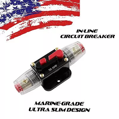 Car Stereo Audio 12v Circuit Breaker Fuse Inline Fits 4 8 Gauge Wire 50 Amp  • $10.95