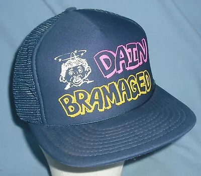 80s Vintage Dain Bramaged Trucker Hat Blue Novelty Brain Damaged Snapback Cap • $14.99