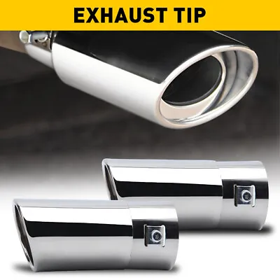 Chrome 2PCS Rear Tail Throat Muffler Tip Exhaust Pipe Accessories 2.5  Stright • $19.99