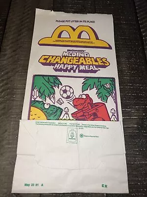 Vintage Mcdonalds Nos Happy Meal Bag 1991 Mcdino Changeables Dino Transformers  • $9.99