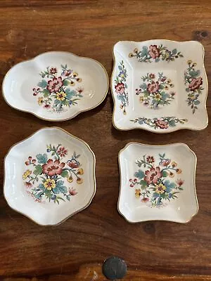 Set Of 4 Sm Vintage Coalport Ming Rose Trinket Ring Pin Dish England Bone China • £15