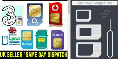 Free Sim Card Adapter All Mobile Phone Networks 4 In 1 Pack Nano Micro Standard • £0.99