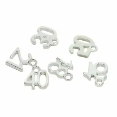 6 Birthday Age Number Charms Mixed Pack 161821304050 Silver Plated J10949A • £3.59