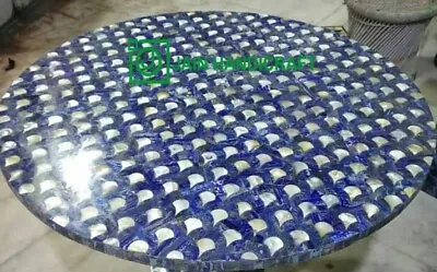 24'' Marble Dining Coffee Table Top Room Home Decor Inlay Mosaic Lapis Blue V4 • $1255