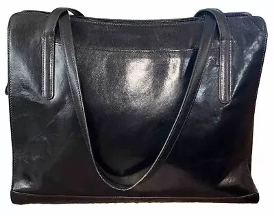 Vintage Monsac Original Black Leather Shoulder Bag Double Handle Purse  • $55