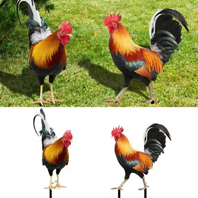 1/2pcs Acrylic Rooster Decor Chicken Yard Art Garden Decoration Ornament Gardens • £5.69