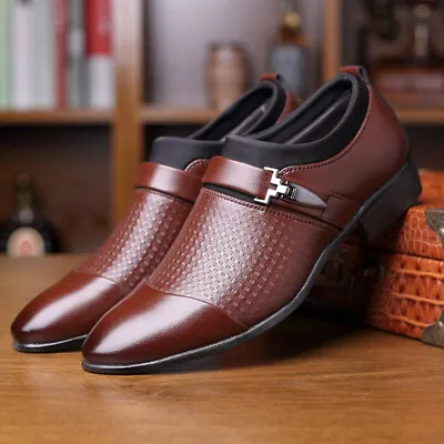 Men's Business Monk Strap Buckle Leather Pointed Toe Dress Wedding Shoes Oxfords • $41.10