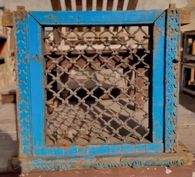1800's Antique Iron & Wooden Hand Carved Jali Work Mughal Architectural Window • $524.25