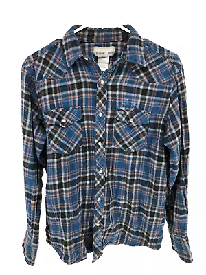 Wrangler Western Pearl Snap Shirt Men's Medium Blue • $14.99