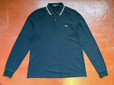 £19.99 • Buy Fred Perry Black Long Sleeved Tipped Polo Shirt M3600 60s Mod L