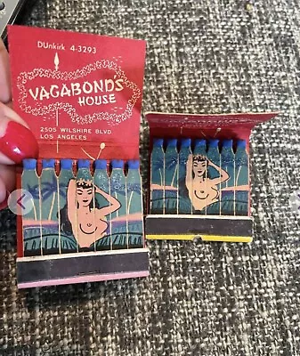 Nudie Matchbook Feature PAIR Tiki Bar VAGABOND’S HOUSE LOS ANGELES Wilshire Blvd • $58