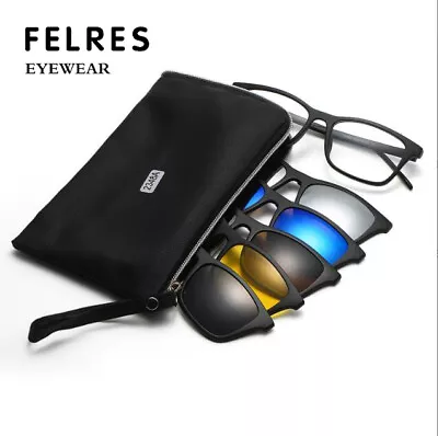 5 In 1 Magnetic Clip-on Reading Glasses For Men Women Polarized Sunglasses New • $21.32