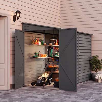 5 X 9 Ft Outdoor Garden Storage Shed Metal Lean To Pent Shed For Tool Bike • £315.95