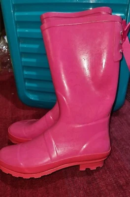 £8.50 • Buy Awesome Red Herring Pink Heart Print Wellingtons Wellys Wellies Size 8 Festival