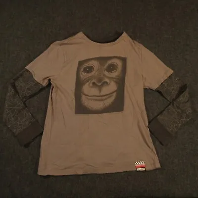 Mambo T Shirt Boys XL Gray Black Long Sleeve Monkey 100% Cotton Layered Crew • $11.95