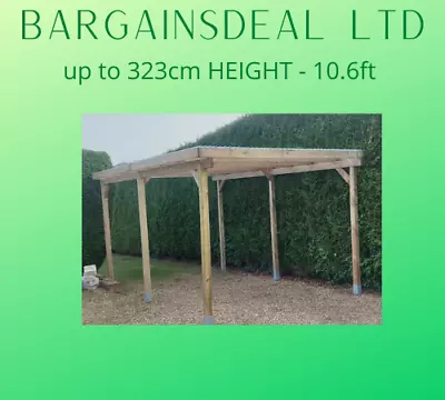 HIGHER 323cm Wood Garden Shelter Car Port Canopy Pergola 3 X 5m  Thick PVC ROOF • £750