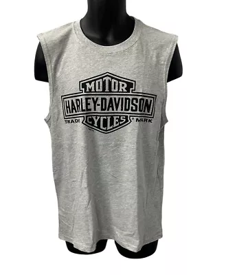 Harley Davidson Men's B & S Long Logo 1 Sleeveless Tank Shirt Gray 3000346-HTGY • $35