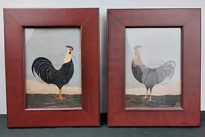 Warren Kimble Prints Set 2 Roosters Framed Folk Art Americana Farmhouse Country • $25.50