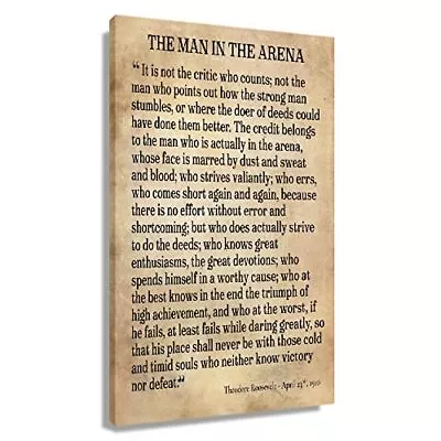 The Man In The Arena Framed Canvas Quotes Wall Art Theodore Roosevelt Poster Art • $34.92