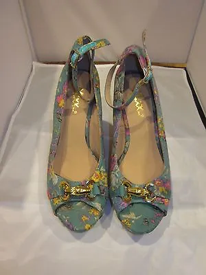 MIXX Wedge Peep Toe Peeptoe Peep Toe Blue Multi-Color Shoes Size 8 Brand New • $19.99