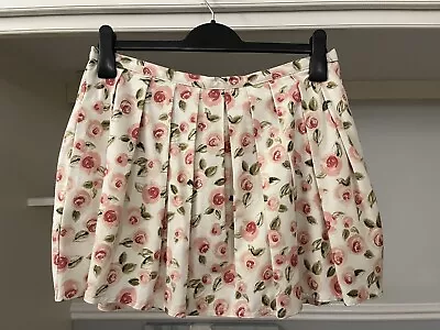£17.50 • Buy BNWT - Topshop Cream Pink Rose Floral Print Peplum Mini Skirt - Size 14