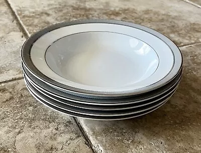 NWT Set Of 5 Mikasa Platinum Crown L3428 Fine China Rimmed Soup Bowls 8.5  • $38.71