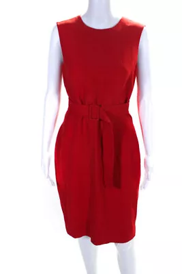 Alexander McQueen Women's Sleeveless Belted A-Line Midi Dress Red Size 44 • $42.99