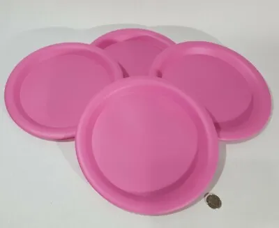 4x 25 Cm REUSABLE Plastic Plates PURPLE Colour Party Picnic BBQ Dinner Outdoor • £6.99