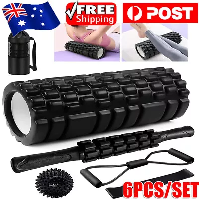 6 In 1 Foam Roller Recovery Kit 33cm Massage Exercise Bands Resistance Bands • $23.89